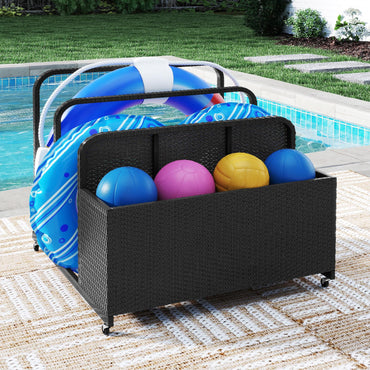 Rolling Poolside Float Storage with 2 Towel Rack and Wheels