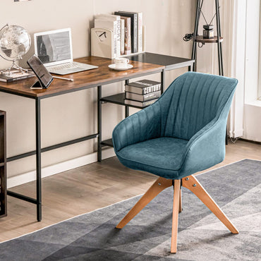 Set of 2/4 360° Swivel Accent Chair with Solid Wood Legs
