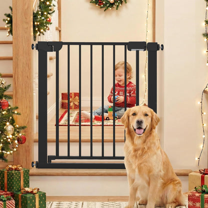 Safety Gate, 75-82cm Pressure Fit Baby Gates with Double-lock Door