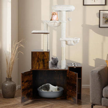 Cat Tree with Litter Box Enclosure, Cats Climbing Tower
