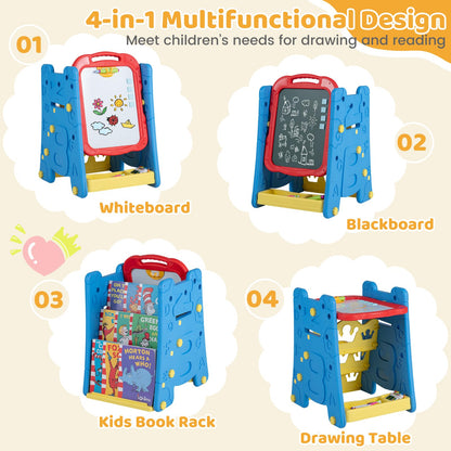 3 in 1 Art Easel for Kids Double Sided Magnetic Board Chalkboard and Whiteboard