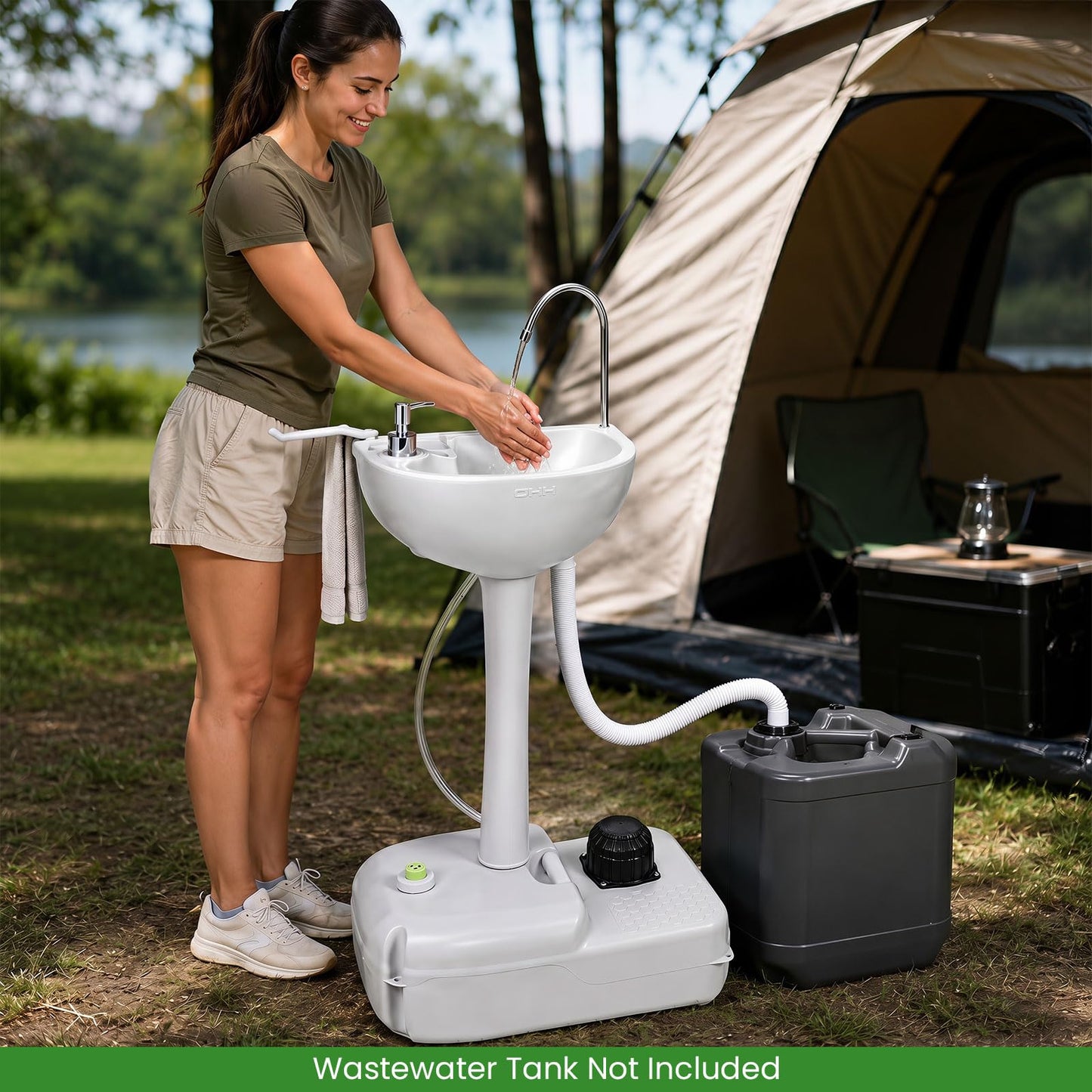 Portable Camping Sink, 17L Water Capacity Hand Wash Basin Stand
