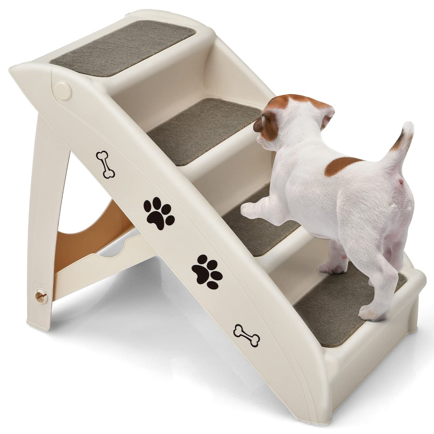 4 Steps Plastic Dog Stairs with Soft Felt