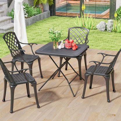 80 x 80 x 75cm Outdoor Portable Square Camping Trestle Table with HDPE Top