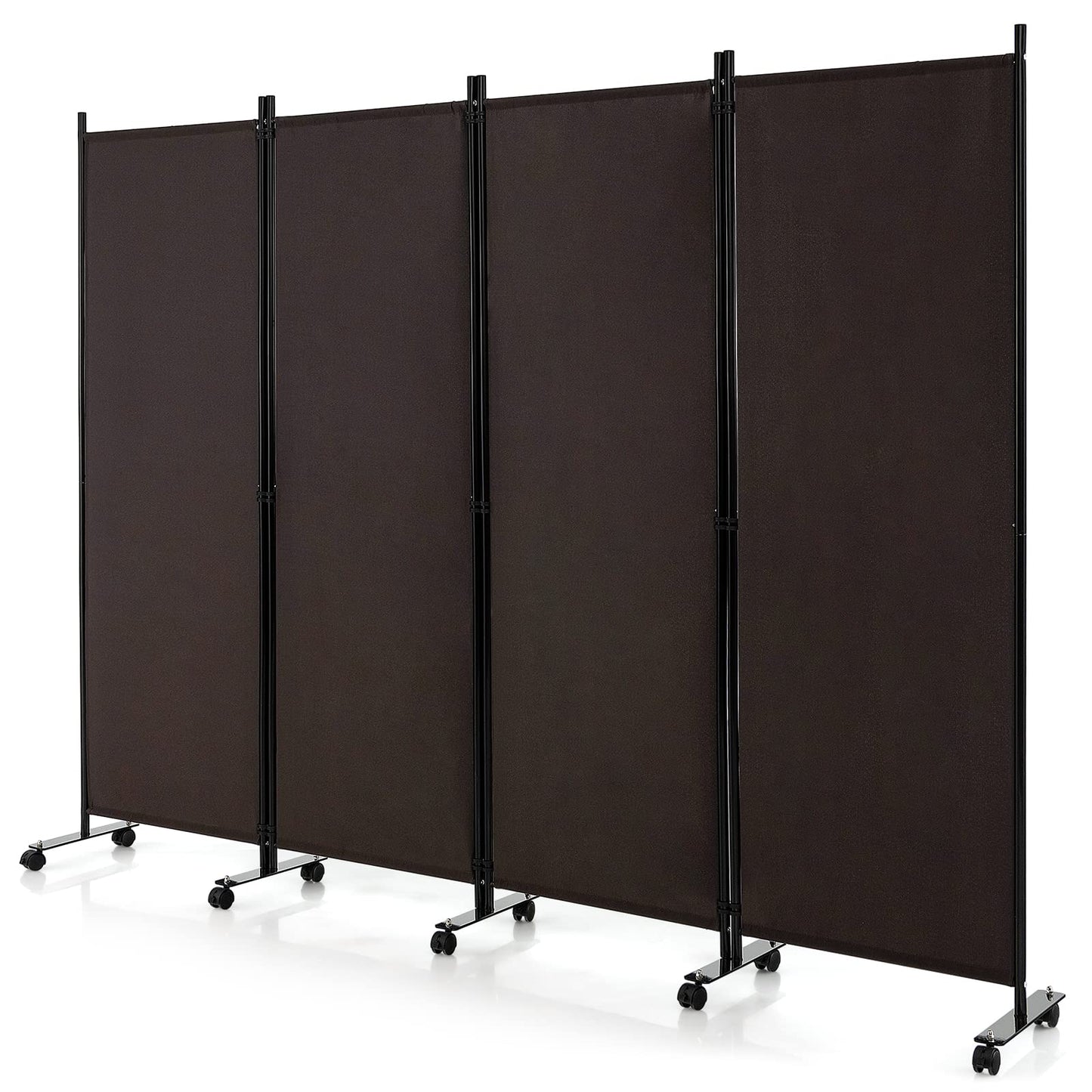 4 Panel Folding Room Divider with Wheels for Living Room Bedroom