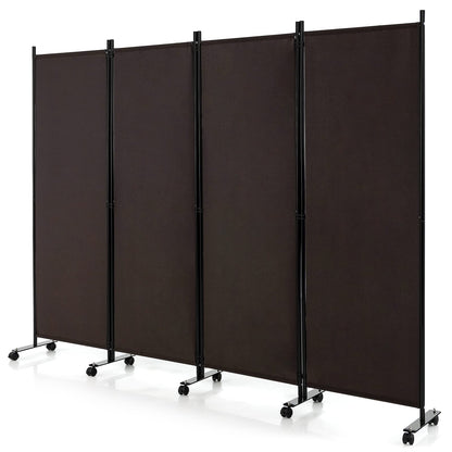 4 Panel Folding Room Divider with Wheels for Living Room Bedroom