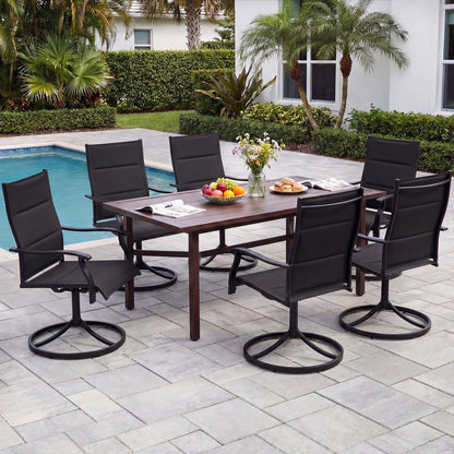 Swivel Garden Chairs Set of 2, Patio Dining Chairs with Backrest & Armrest