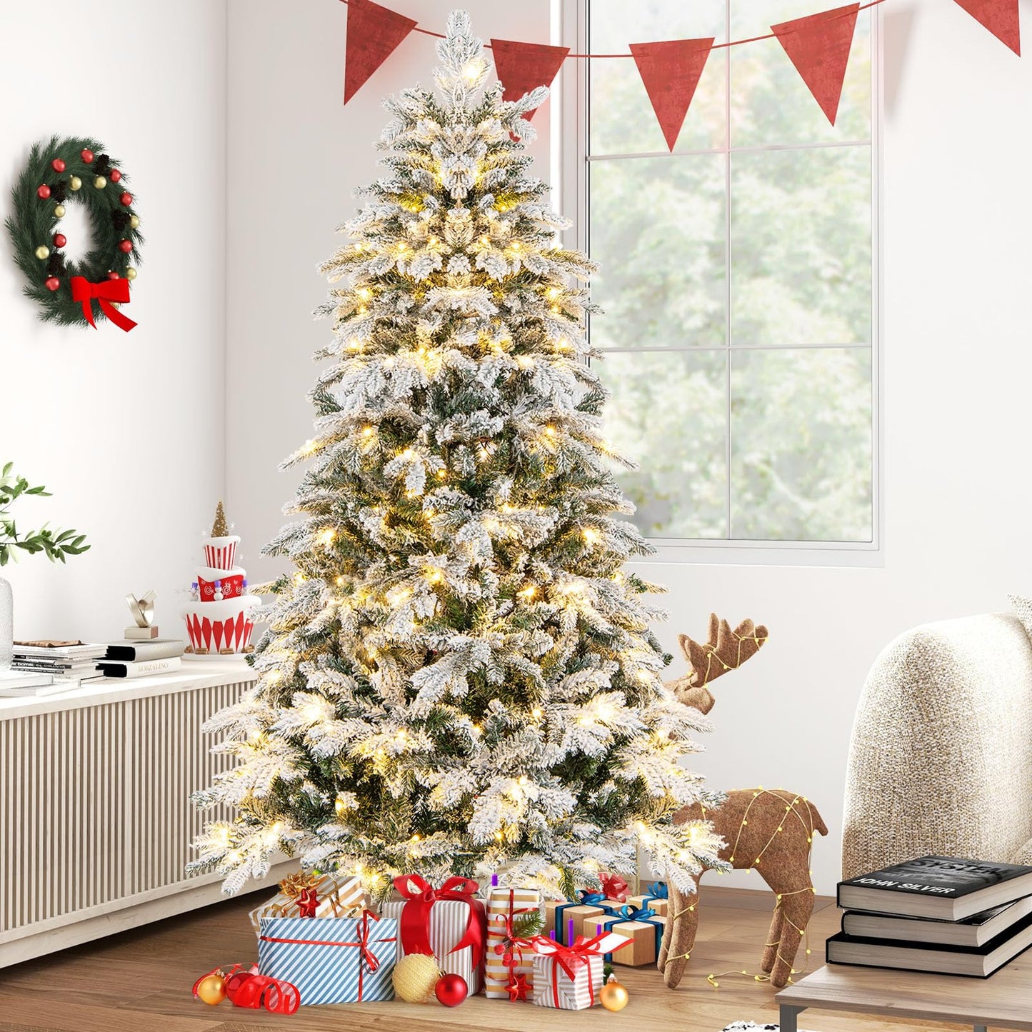 Artificial Xmas Tree Flocked Christmas Tree with Branch Tips
