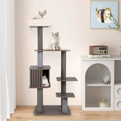 Multi-level Cat Tree for Indoor Cat with Cushion Top Perch
