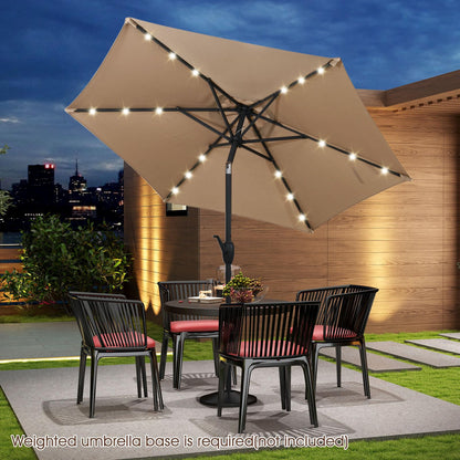 2.3M Outdoor Heavy Duty Umbrella with 18 LED Lights, Push Button Tilt