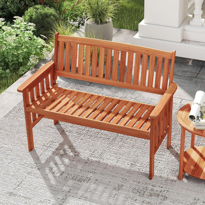 2-Seater Garden Bench, Solid Wood Patio Loveseat Park Bench Chair
