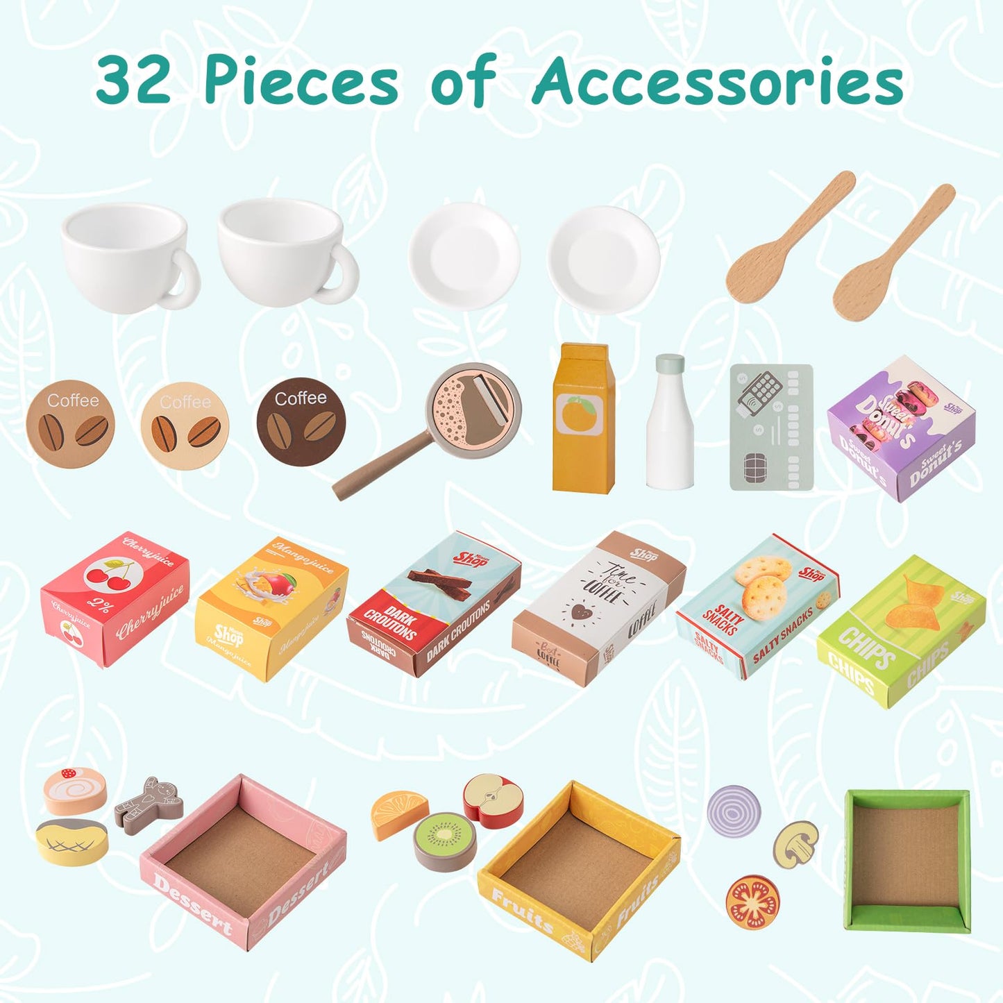 Kids Grocery Store Playset Wooden Pretend Play Supermarket