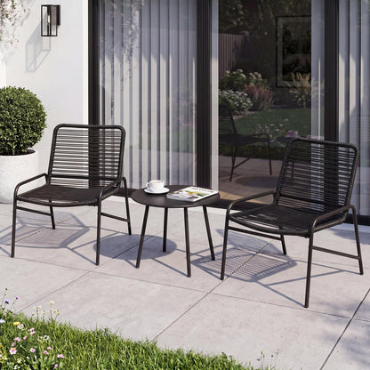 3 Piece Patio Bistro Set, Metal Frame Garden Furniture Set