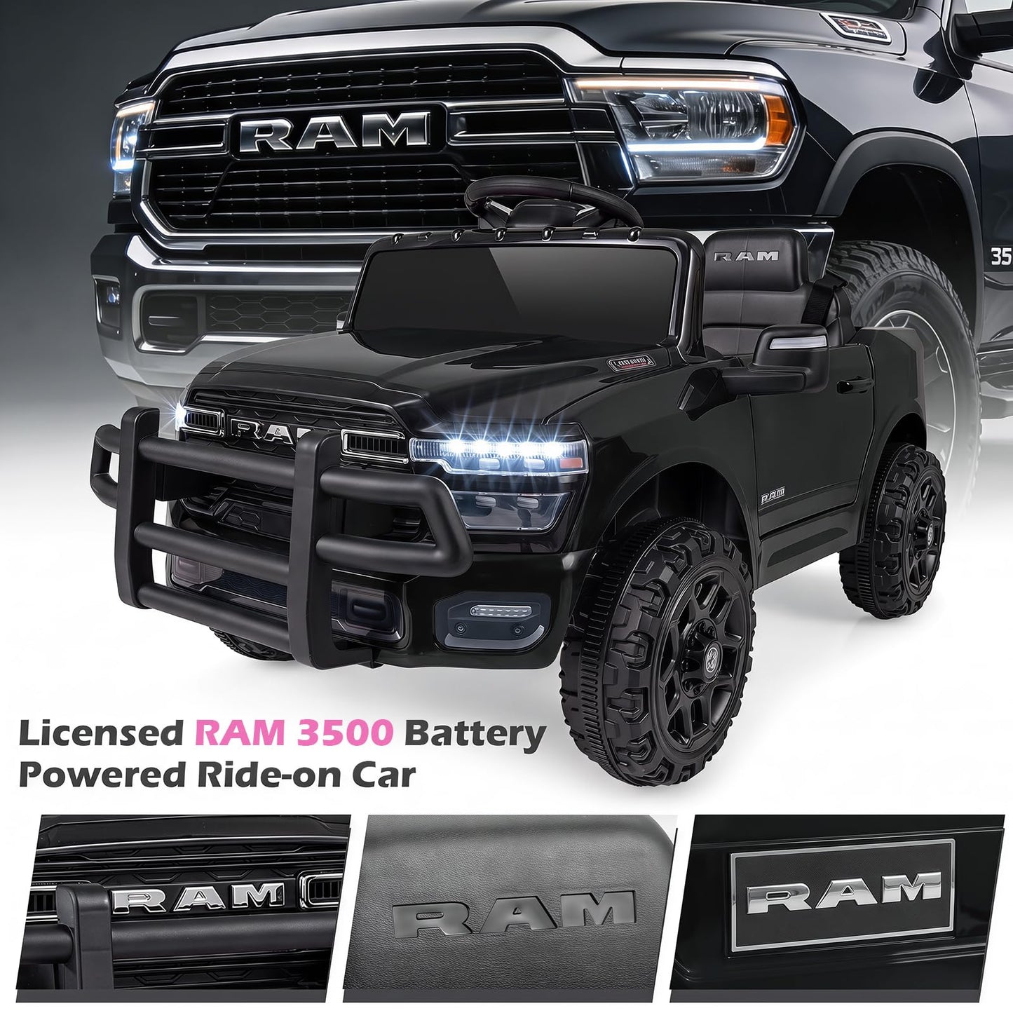 12V Kids Ride on Car with Remote Control, Lights