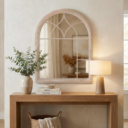 Arched Window Wall Mirror, Farmhouse Hanging Accent Decorative Mirror