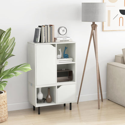 Stackable Bookcase with Adjustable Shelf and Cubes for Living Room Bedroom