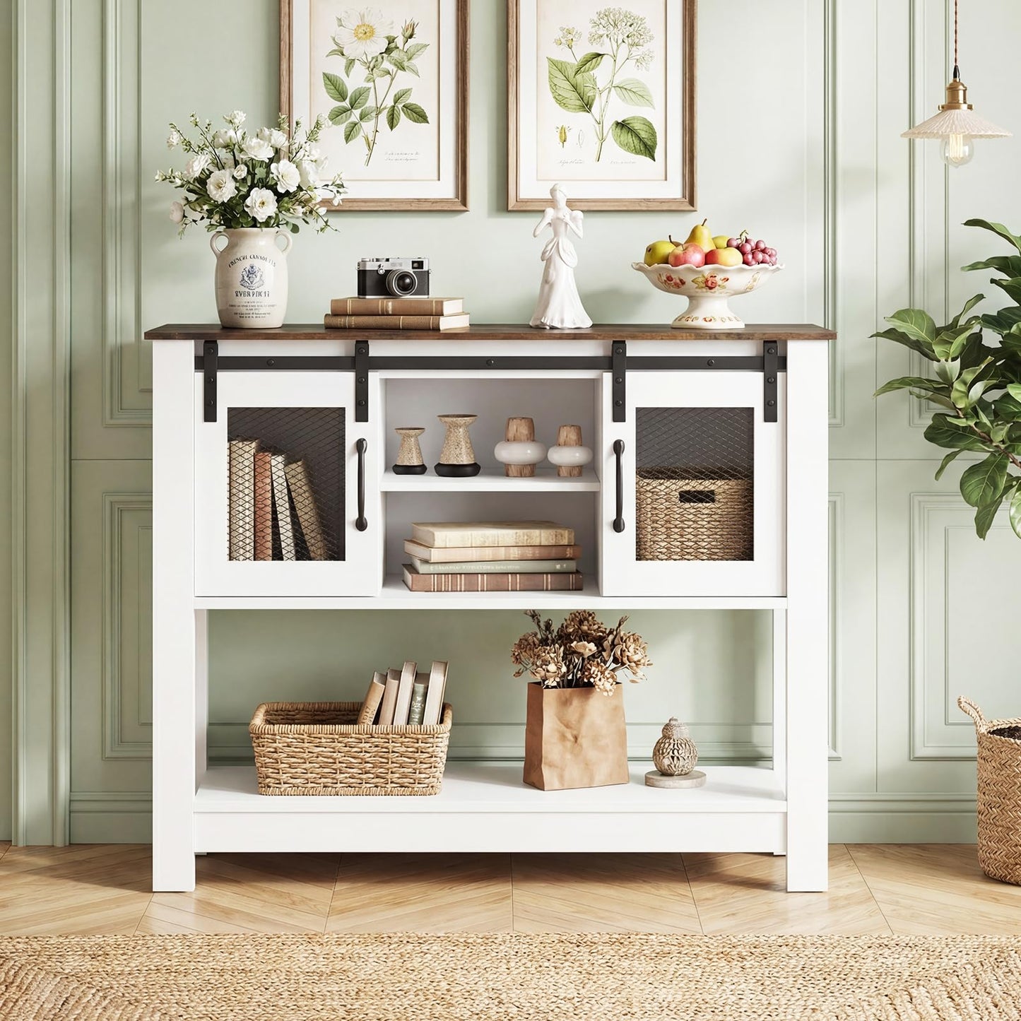 Vintage Console Table, Farmhouse Narrow Entryway Table Kitchen Sideboard