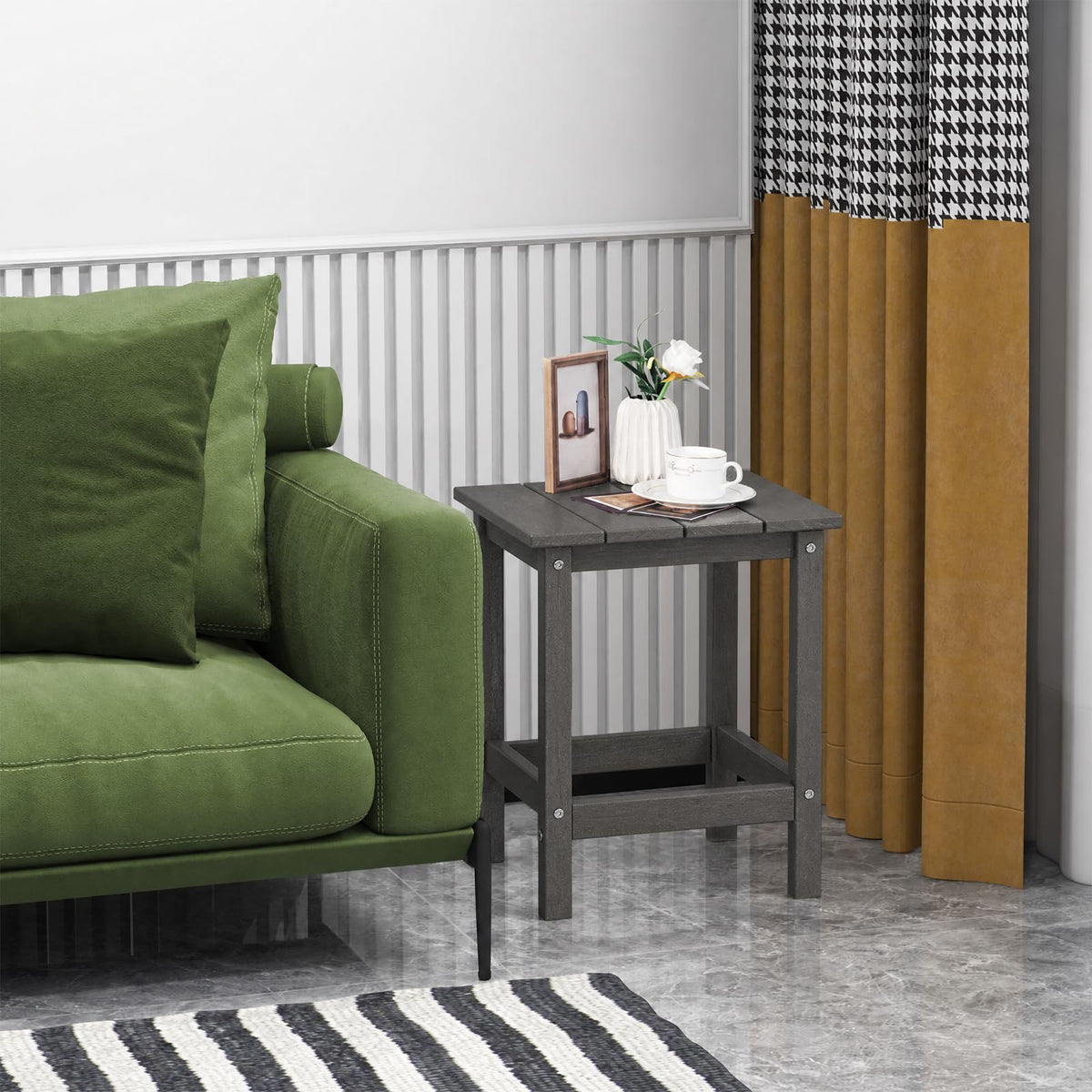 Outdoor Weather-Resistant HDPE Side Table for Patio and Garden