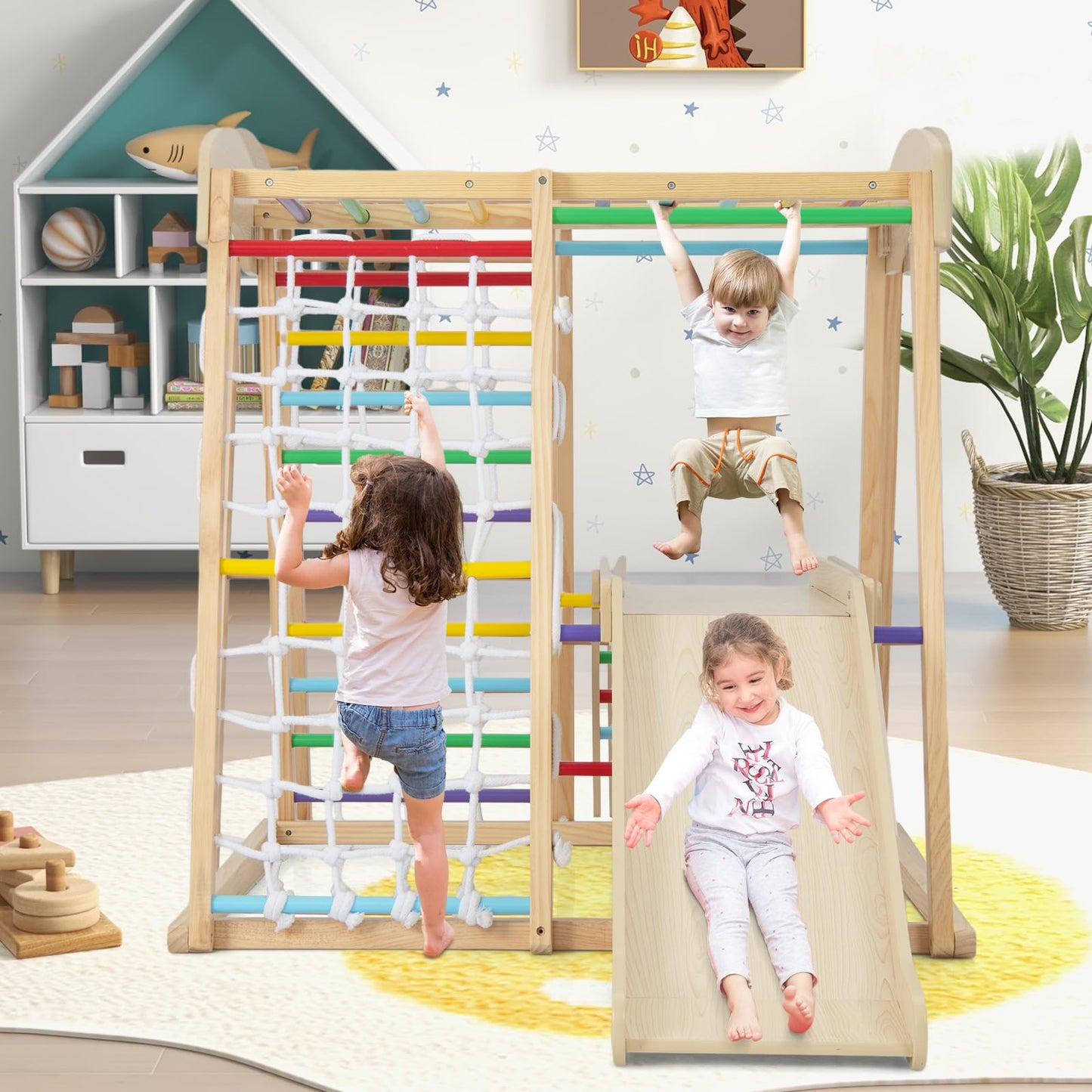 Wooden Playground Jungle Gym with Slide