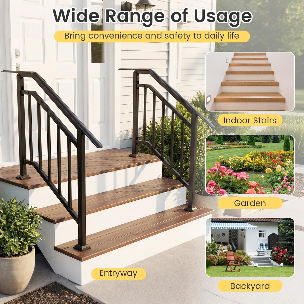 2 Pack Outdoor Handrails for Stairs