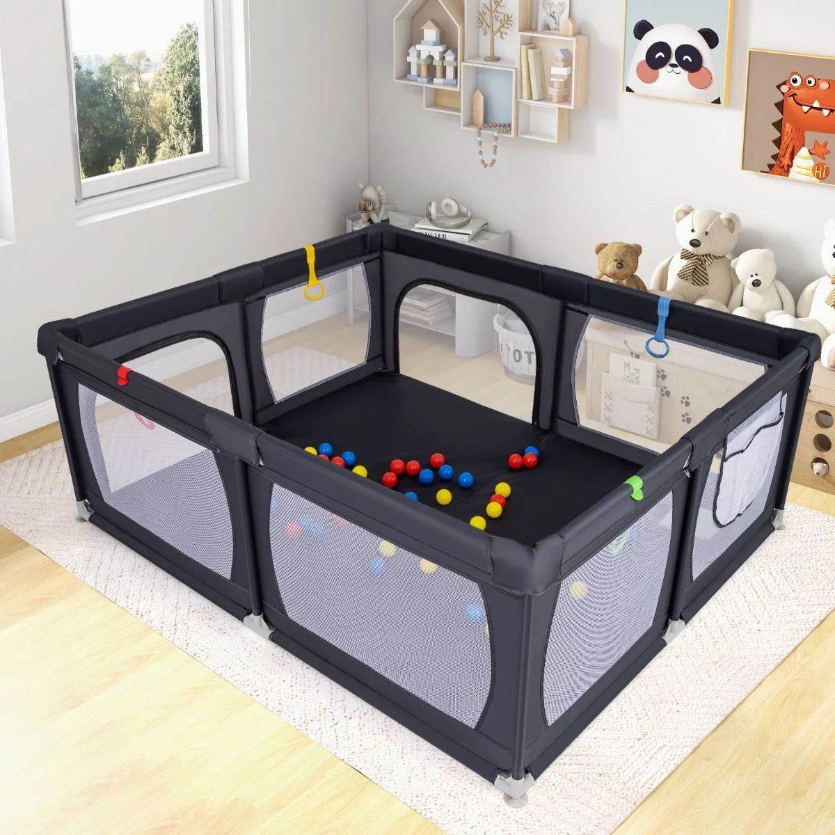 Indoor Safety Play Fence Infant Activity Center with 50 Ocean Balls