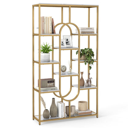 10-Tier Bookshelf, Industrial Etagere Bookcase with Open Storage Shelves