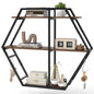 Industrial Hexagon Shelves for Wall 3-Tier Decorative Floating Wall Shelves with Hooks
