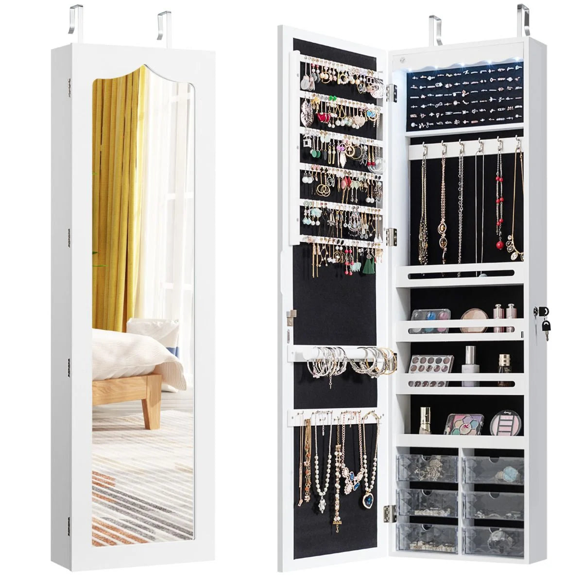 Jewelry Cabinet Armoire with Full Length Mirror