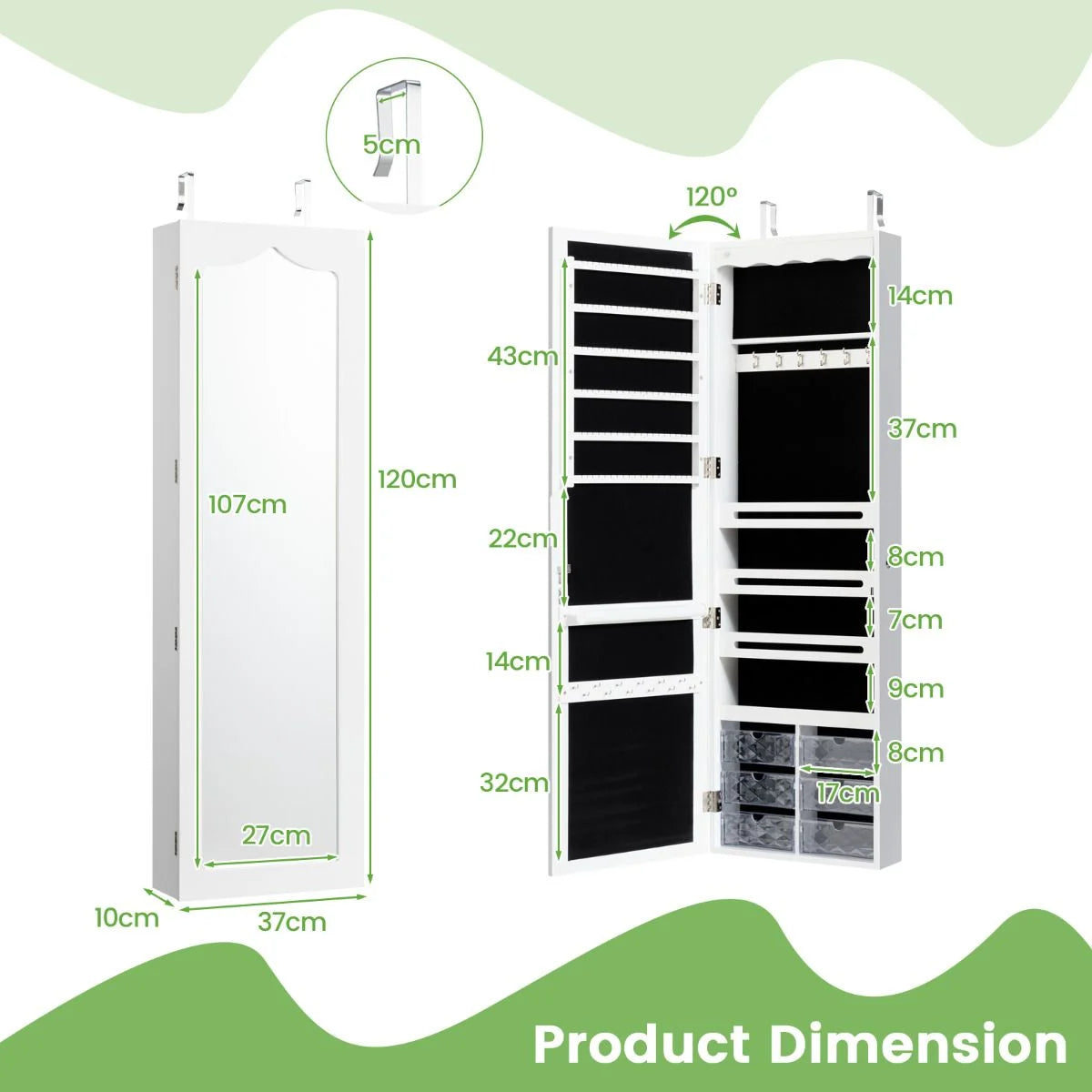 Jewelry Cabinet Armoire with Full Length Mirror