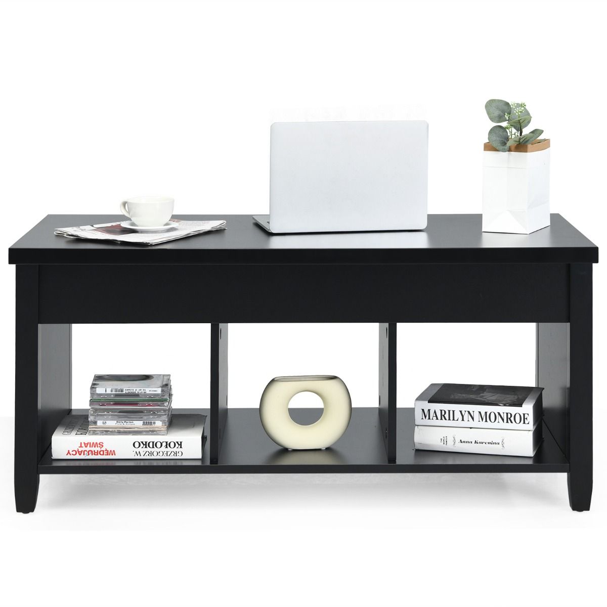 Rising Center Table with Lift Top Hidden Compartment