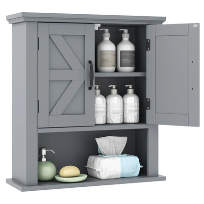 Farmhouse Wall Mounted Bathroom Cabinet with Adjustable Shelf
