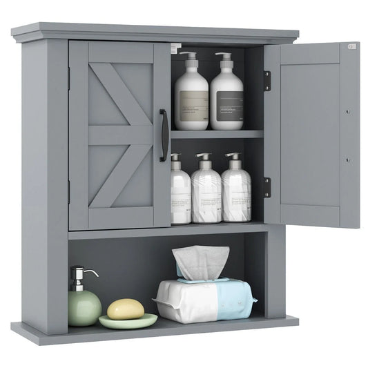Farmhouse Wall Mounted Bathroom Cabinet with Adjustable Shelf