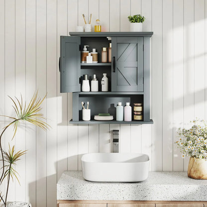 Farmhouse Wall Mounted Bathroom Cabinet with Adjustable Shelf