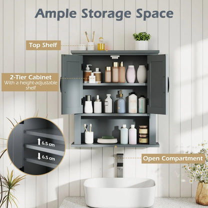 Farmhouse Wall Mounted Bathroom Cabinet with Adjustable Shelf