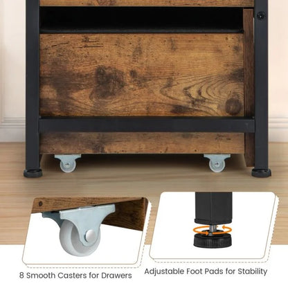 Storage Ottoman Bench with Padded Seat Cushion and 2 Drawers