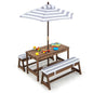 Wood Kids Picnic Table and Bench Set with Cushions