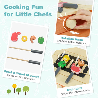 Kids Play Kitchen Set Wooden Kitchen Playset with Cooking & Gardening Accessories