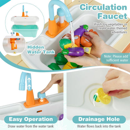 Kids Play Kitchen Set Wooden Kitchen Playset with Cooking & Gardening Accessories