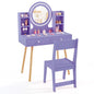 Kids Princess Vanity Desk Set with 2 Color LED Lighted Acrylic Mirror