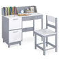 Kid's Study Desk and Chair Set with Deep Drawer and Enclosed Cabinets
