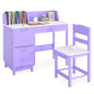 Kid's Study Desk and Chair Set with Deep Drawer and Enclosed Cabinets