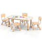 Kids Table and 4 Chairs Set, Height Adjustable Toddler Art Tables with Graffiti Desktop