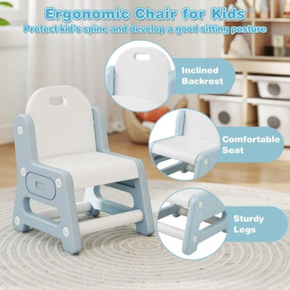 Kids Table and Chair Set with Tiltable Whiteboard and Book Stand