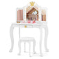 Kids Vanity Set with Lighted Mirror and Adjustable Brightness Pull-out Drawer and Stool