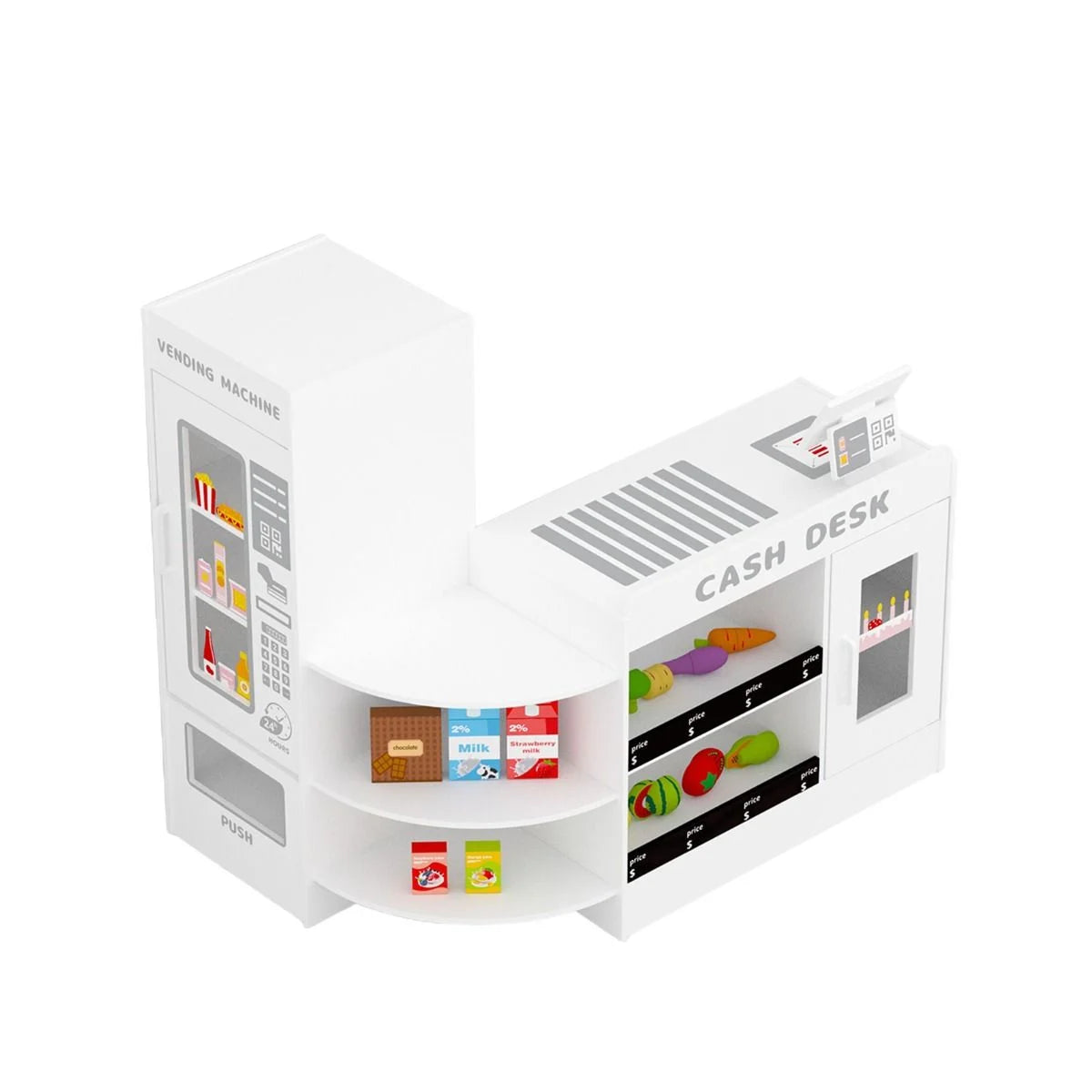 Kids Wooden Grocery Store Supermarket Play Toy Set