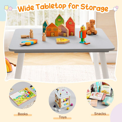 Kids Wooden Table and Rabbit Chairs Set with Space-Saving Structure