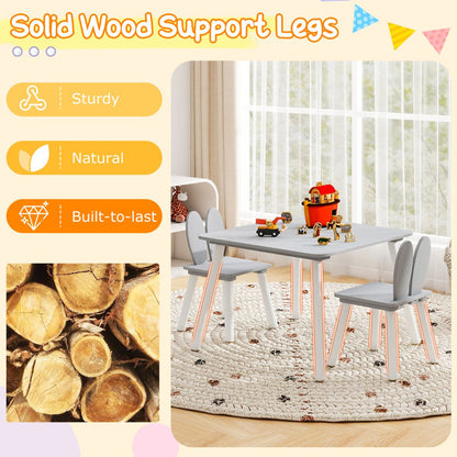 Kids Wooden Table and Rabbit Chairs Set with Space-Saving Structure
