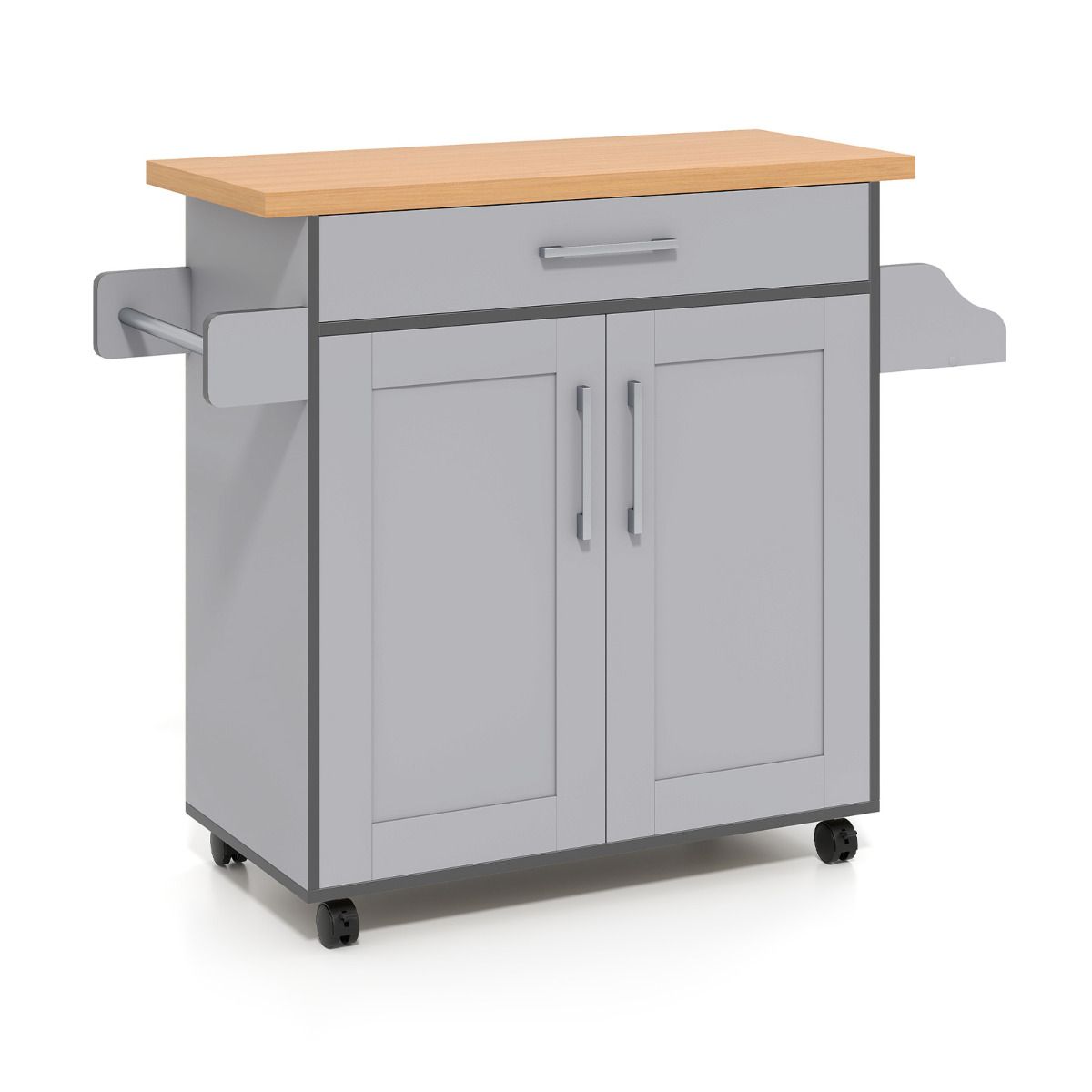 Kitchen Island Cart with Storage and Adjustable Shelf