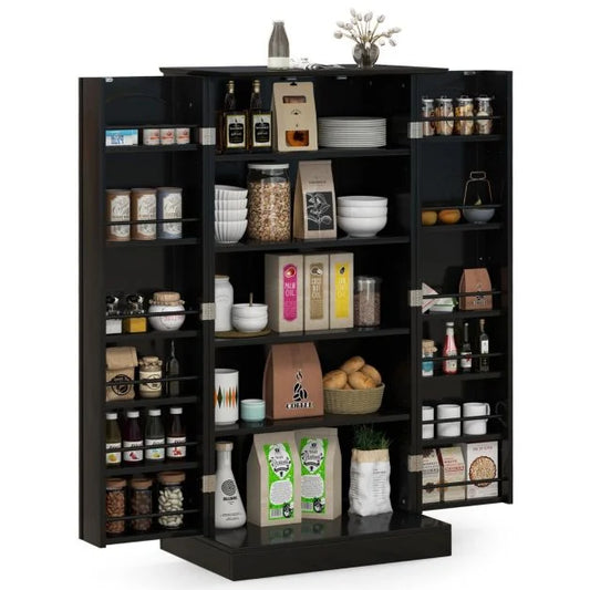 120cm Kitchen Pantry Cabinet with Doors and Adjustable Shelves