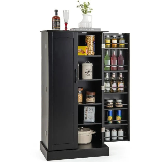 120cm Kitchen Pantry Cabinet with Doors and Adjustable Shelves